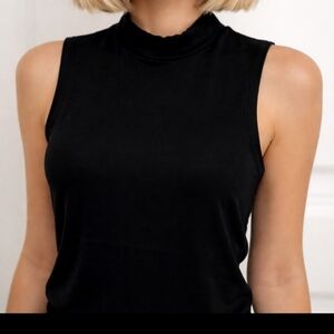 Lily Morgan Sleeveless Turtleneck Tank Top Sweater Black Ribbed Size LARGE NWT